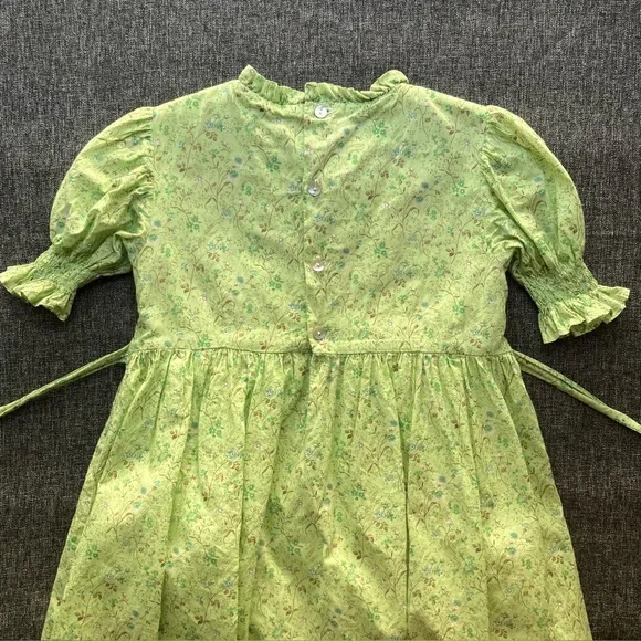 F487 La Coqueta Green Floral Carla Dress Hand Smocked Girls 6 6Y - Picture 4 of 13